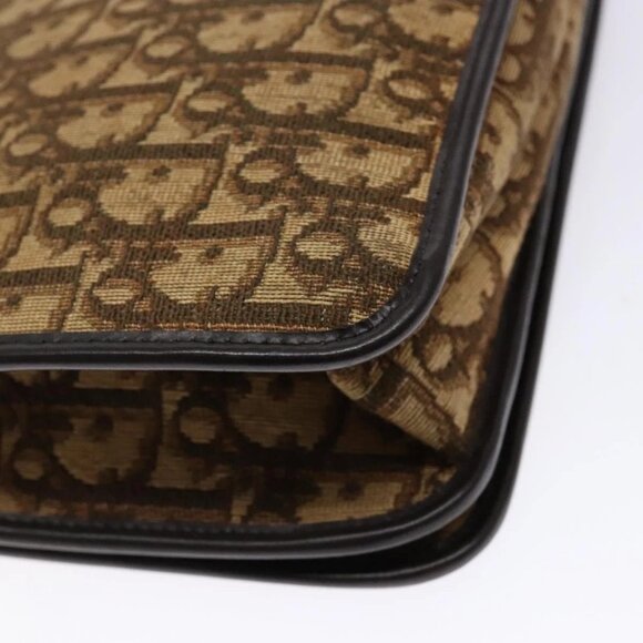 Christian Dior Trotter Canvas Shoulder Bag Brown Gold Auth 129621 - Picture 4 of 16